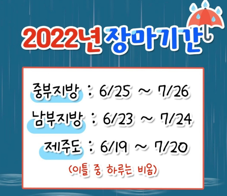 2022년 장마기간