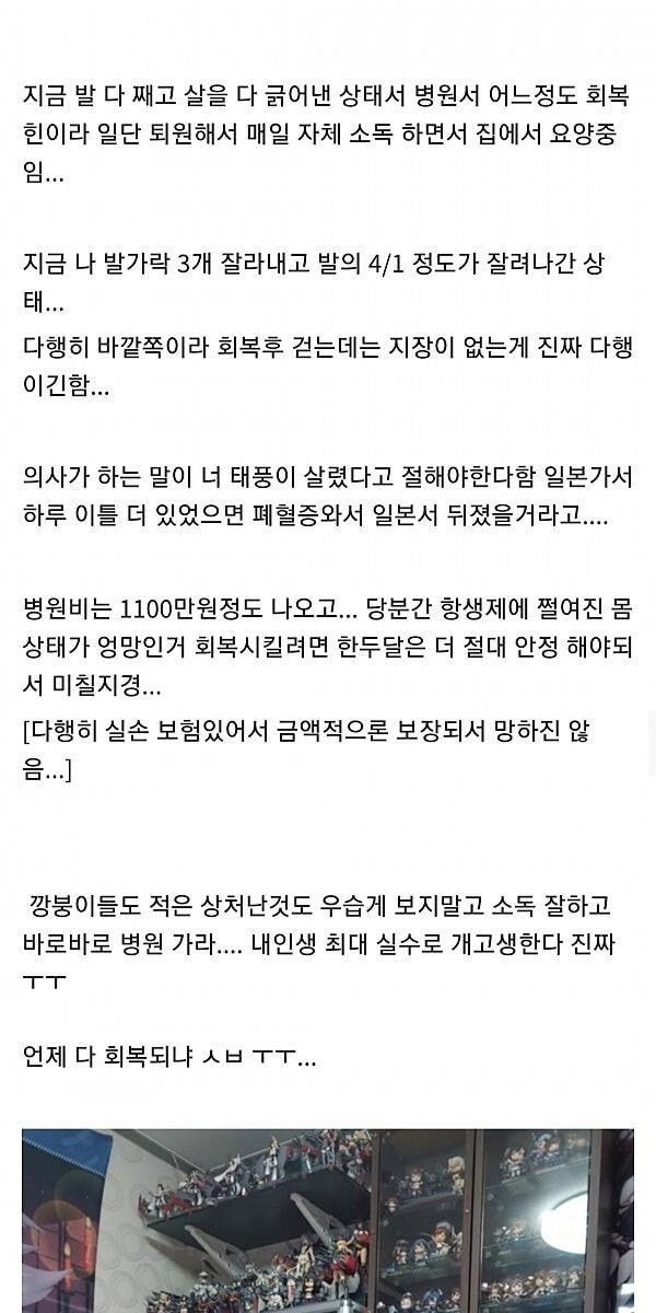 발톱깎이로 굳은살 자르다가 발가락 절단하게된 디시인