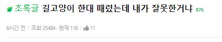 길고양이 한대 때렸는데 내가 잘못한거냐.jpg