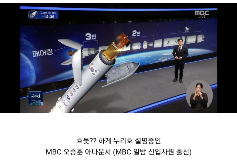 오늘자 누리호 발사 중계한 MBC 아나운서스펙