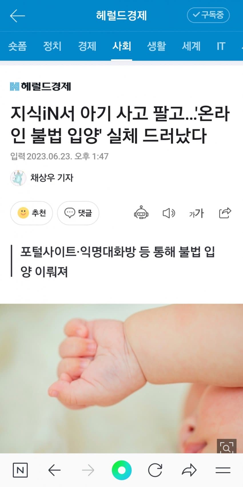 온라인 불법입양 실체..