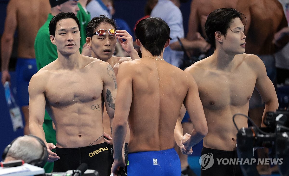 [올림픽] 남자 계영 800ｍ, 황선우 빼고도 예선 7위…단체전 사상 첫 결승