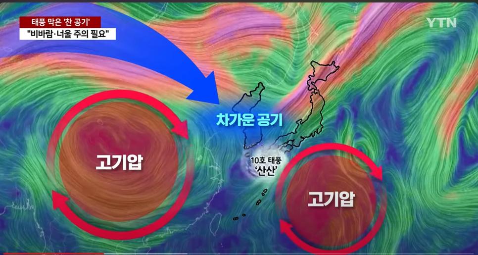 거대 태풍 산산의 한국행을 가로막은 것