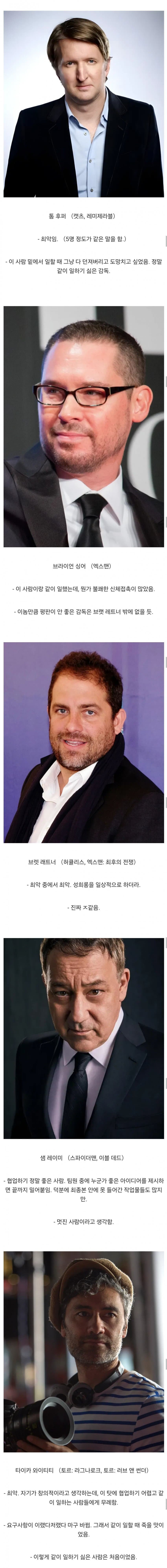 CG 업계 사람들의 할리우드 감독들 평가