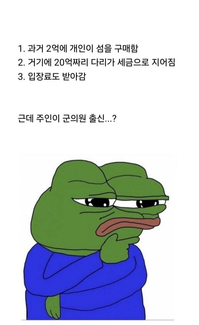 2억짜리 개인섬에 세금으로 20억짜리 다리를 놔줬다고?