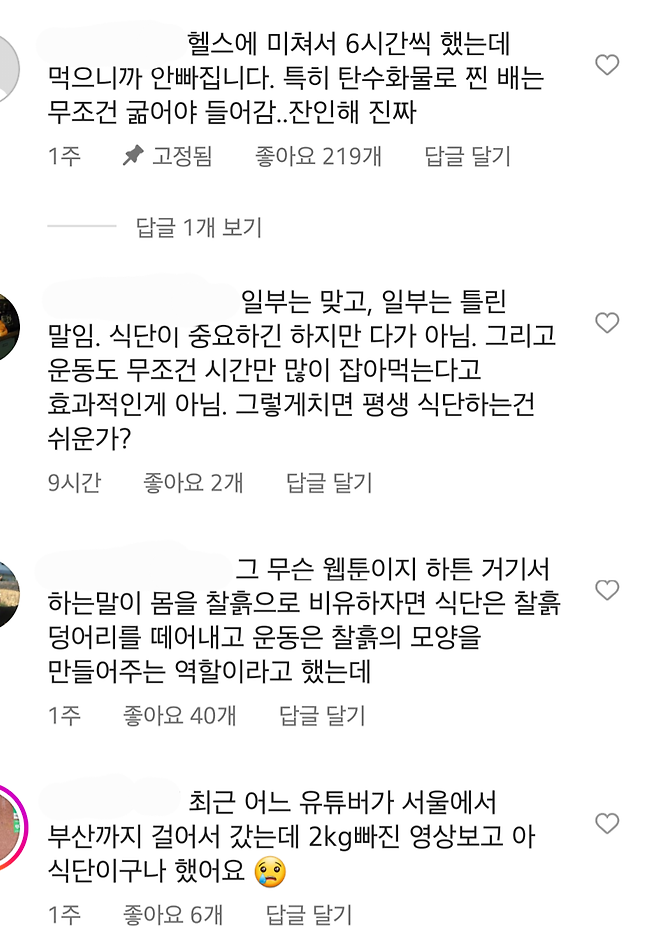 식단이 다이어트의 전부라는 걸 느낀 사람