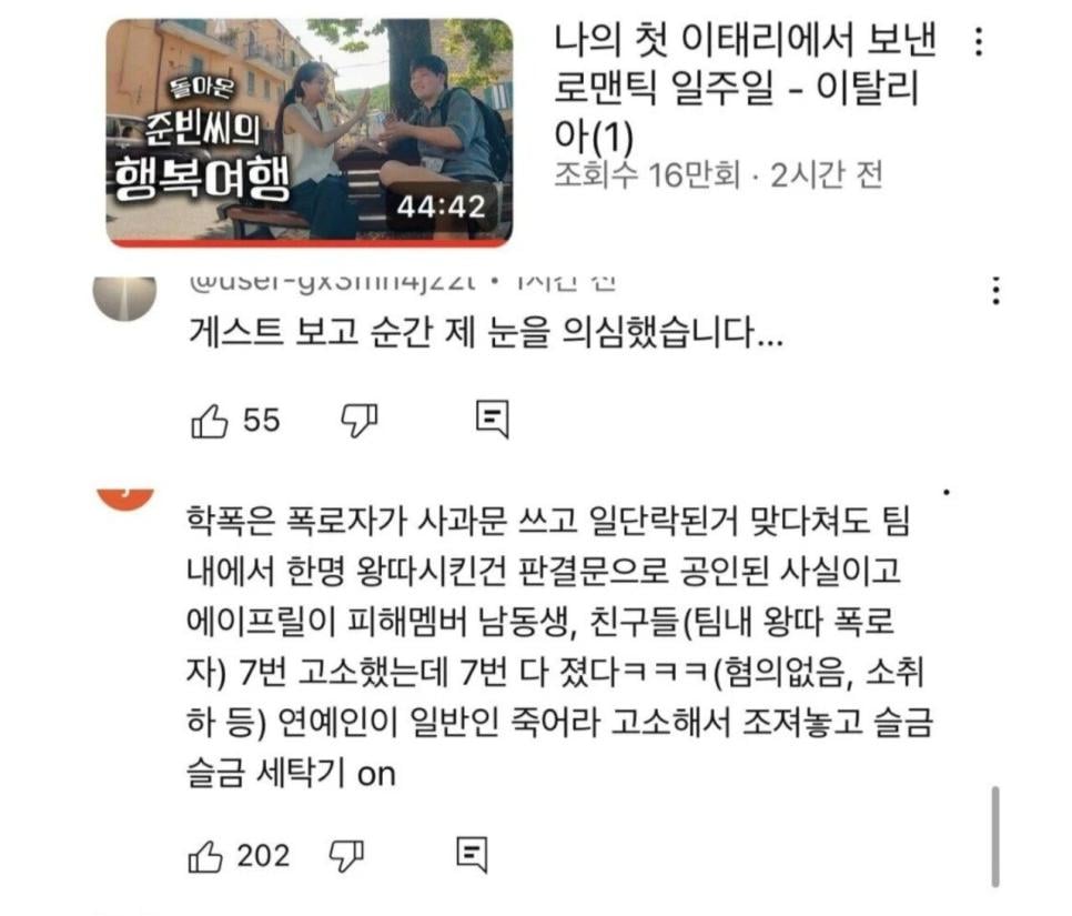 곽튜브&amp;이나은편 곽튜브 뼈때리는 댓글