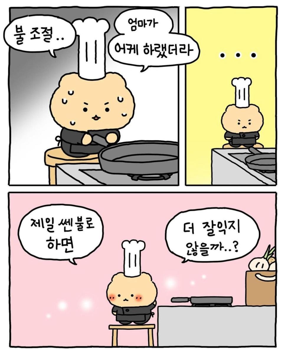 흑백 동물 요리사