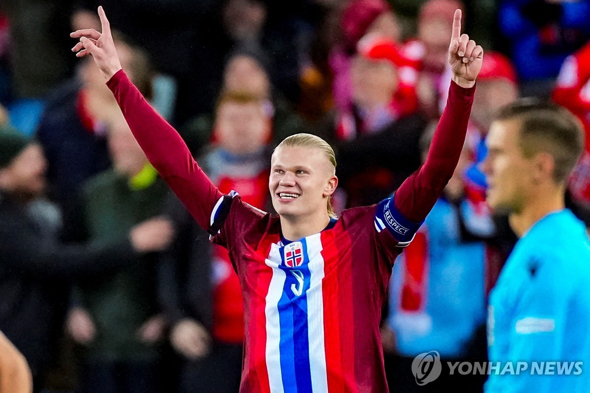 '멀티골' 홀란, 노르웨이 축구 대표팀 역대 최다득점 '우뚝'