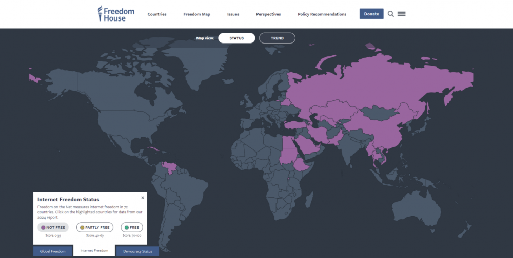 오늘 발표된 2024년 세계 인터넷 자유 근황 