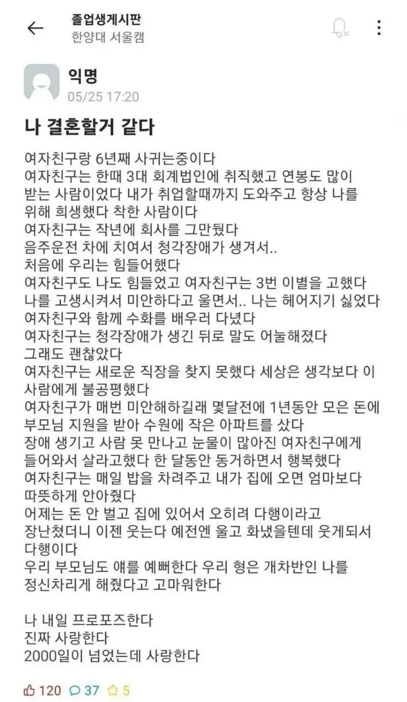 6년 사귄 여친이 장애인이 됐습니다 