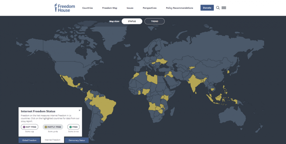 오늘 발표된 2024년 세계 인터넷 자유 근황 