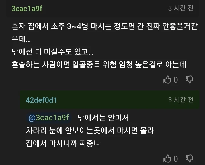 남편이 방구석에서 혼술해서 화가난 여자