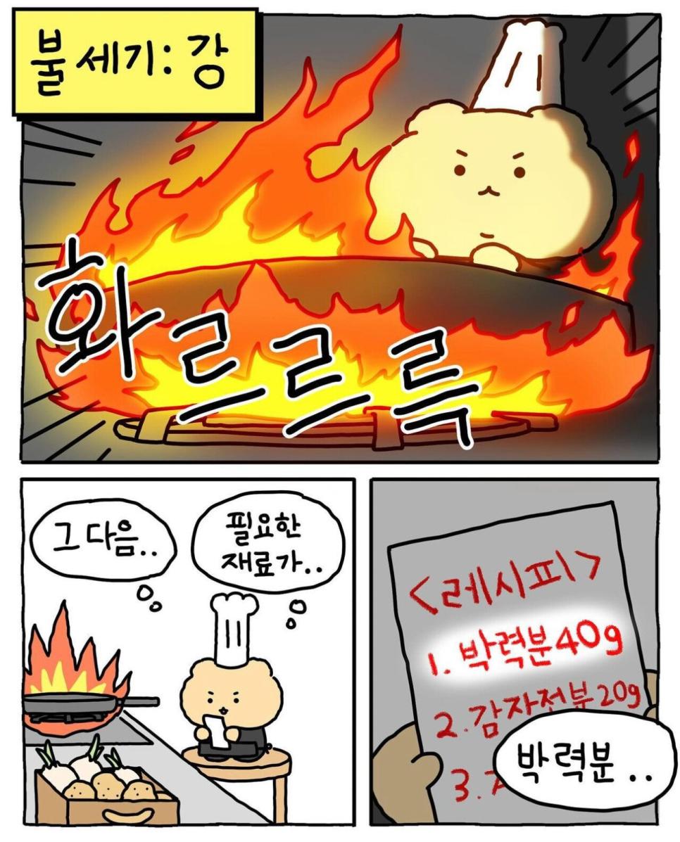 흑백 동물 요리사