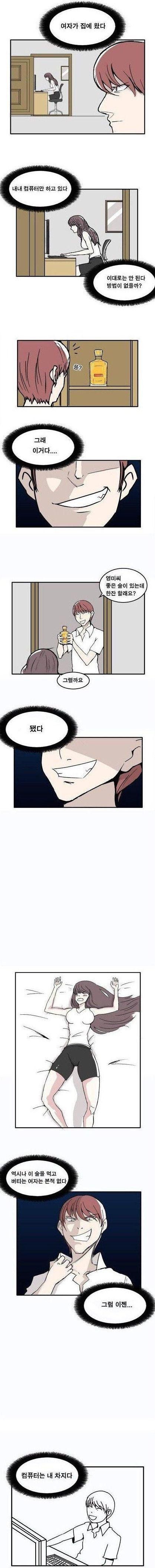 여자를 집에 초대해서 독한 술 먹이고는