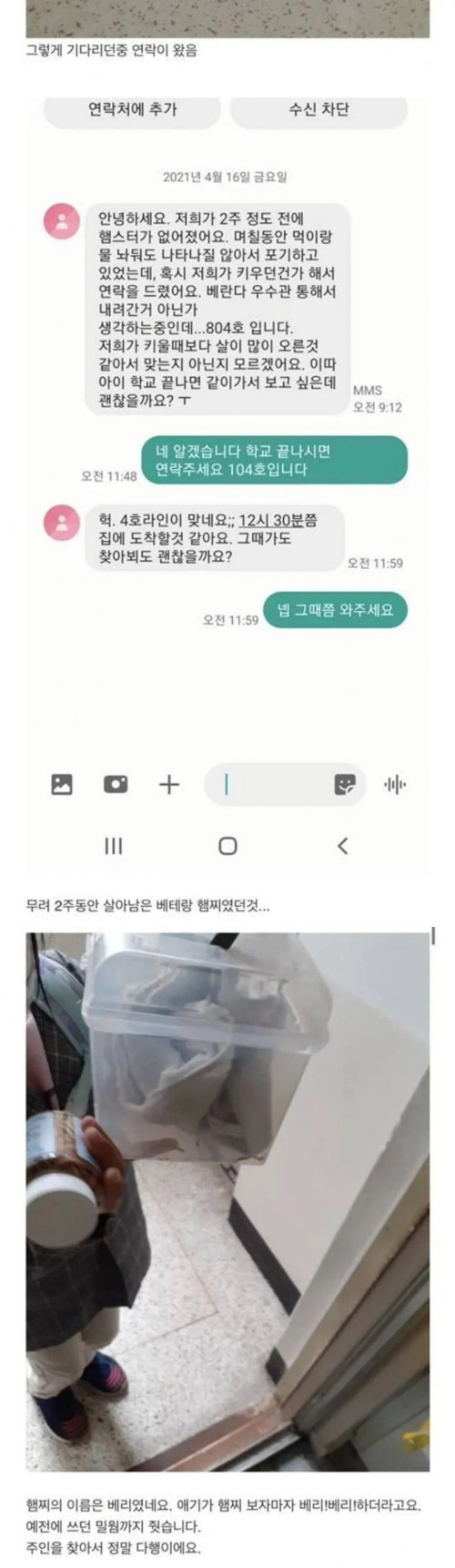 집 안에서 햄스터 나온 이야기