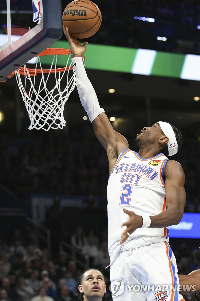 '길저스 41점' NBA 오클라호마시티, 워싱턴 잡고 3연승
