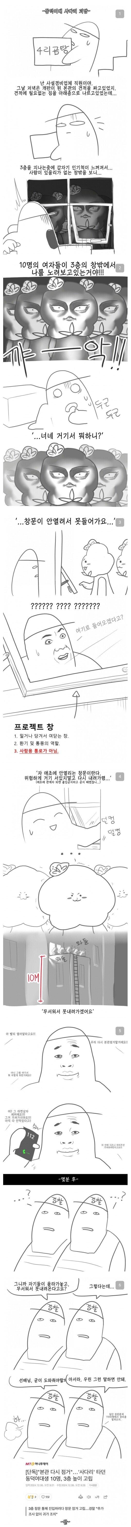 동덕여대생들 사다리 타고 본관 점거 시도하는 만화.jpg