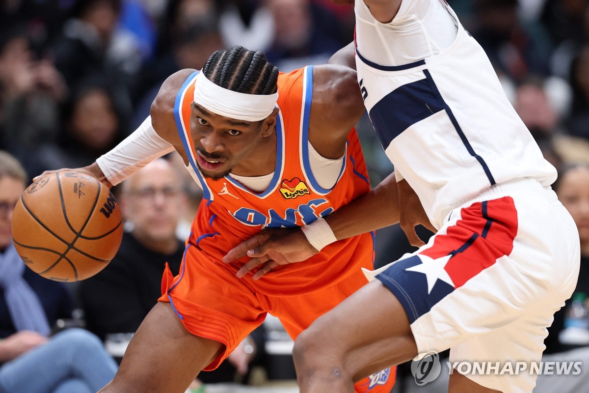 NBA 서부 1위 오클라호마시티, 꼴찌 워싱턴에 41점 차 대승