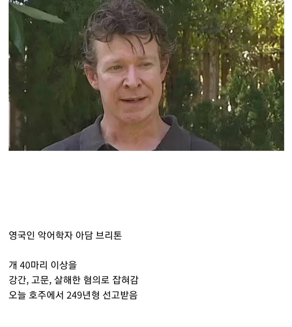 오늘자 징역 249년 선고받은 남자