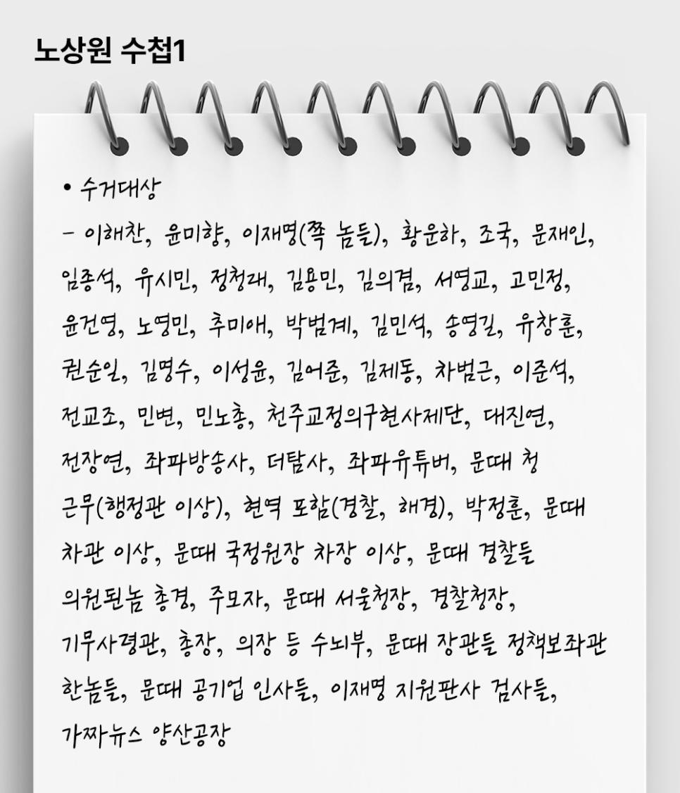 '노상원 수첩' 내용 입수.. 수거대상 목록과 처리 계획