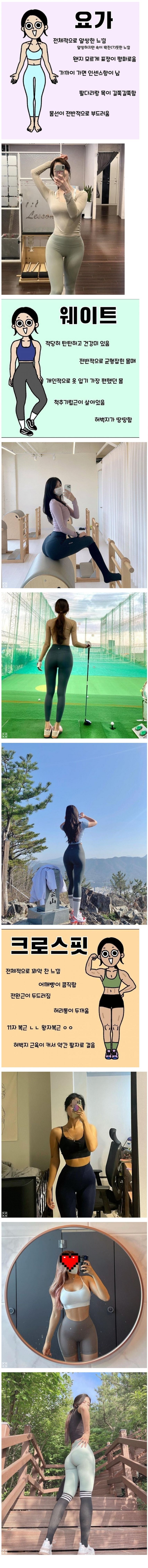 운동하는 여자들 몸매 특징