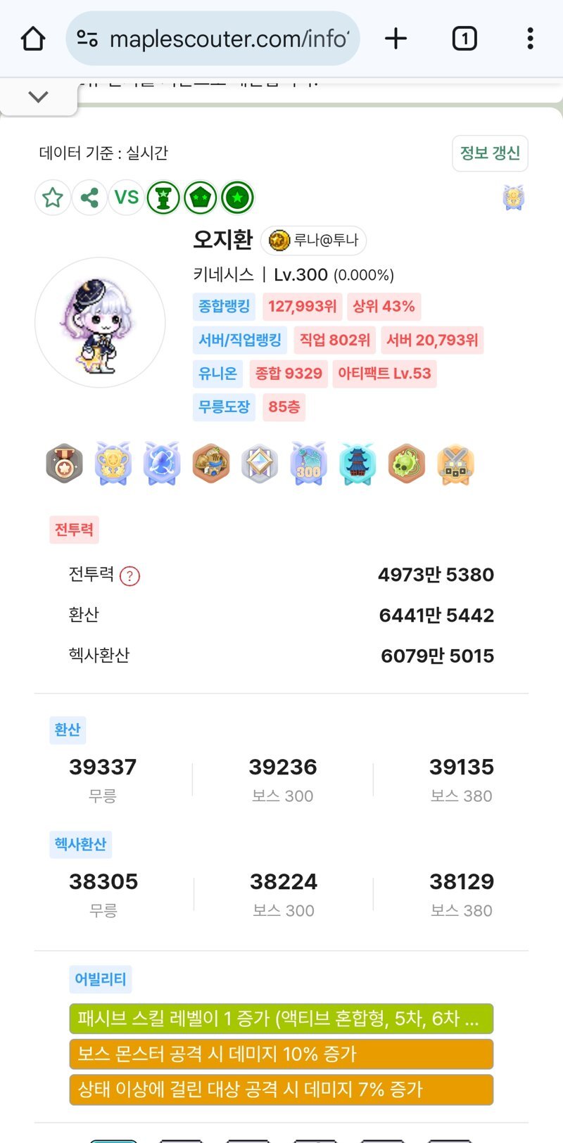 메이플 최초로 300렙 찍은 유저 근황
