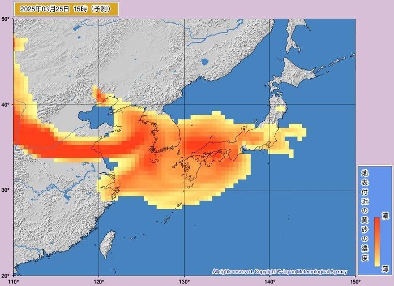 엄청난 황사가 일본을 향해 날아갈 예정