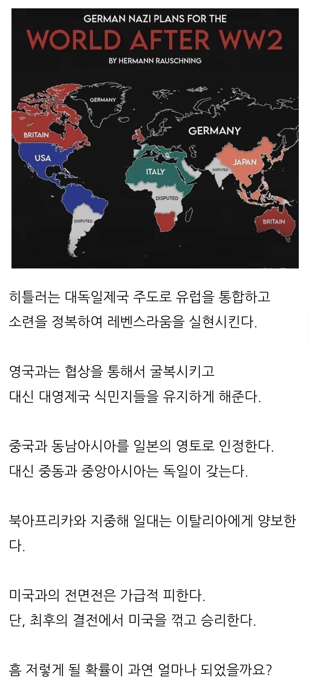 히틀러가 구상한 2차대전이 끝난 후의 세계