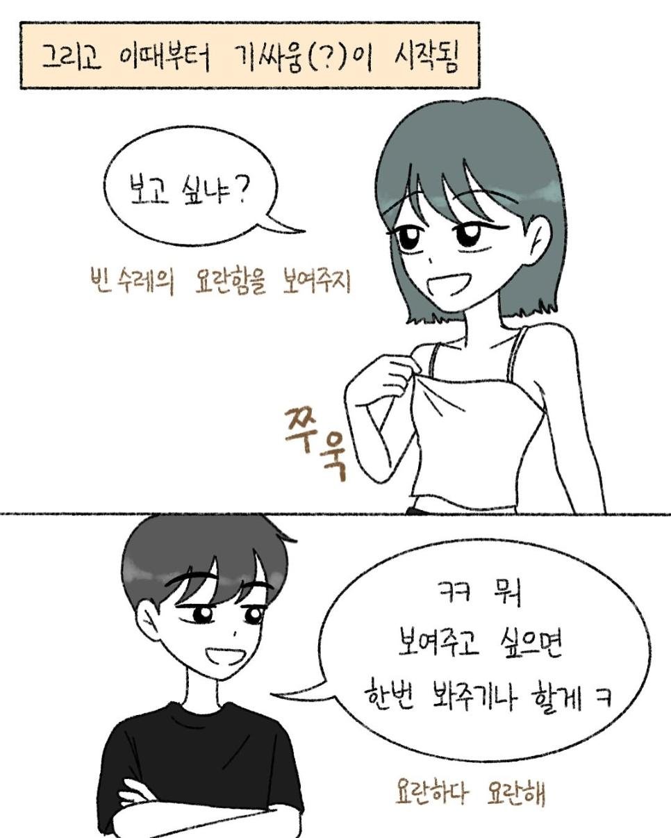 서로 옷벗는 남친과 여친.Manhwa