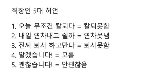 직장인 5대 허언