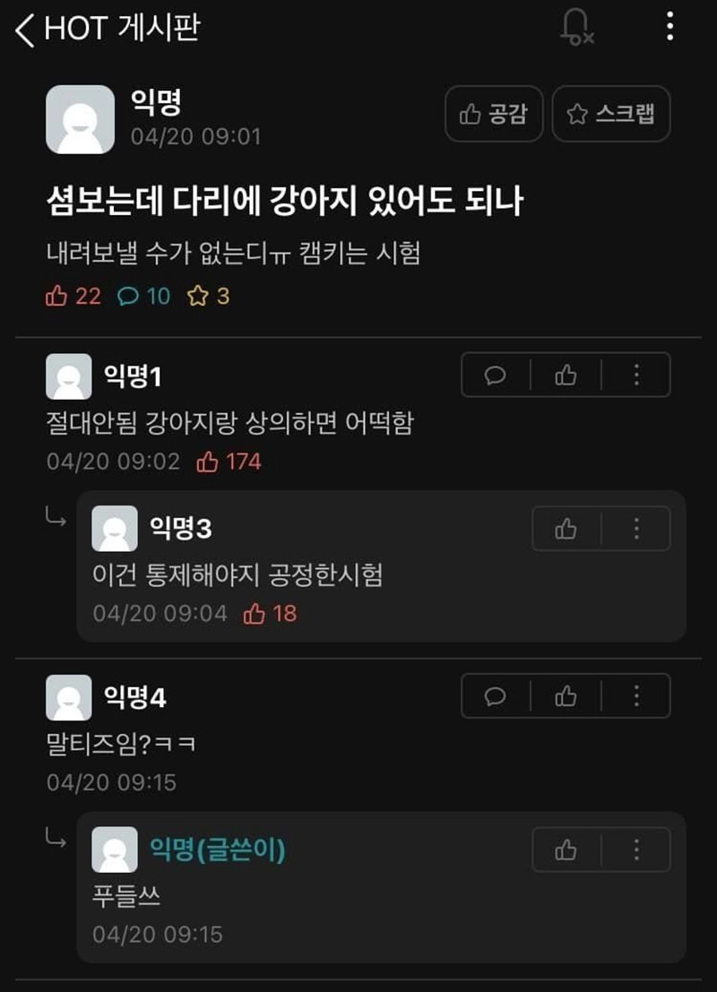 재택시험 중 고민거리