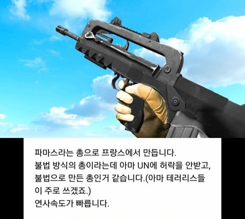 UN에 허락을 안받고, 불법으로 만든 총