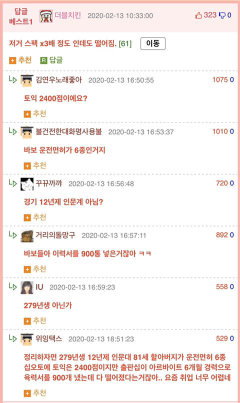 이력서 300통 넣어도 떨어짐