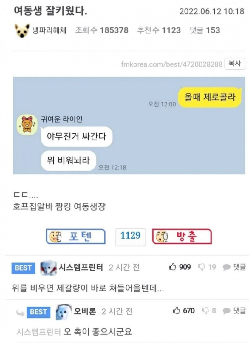 여동생 잘키웠다