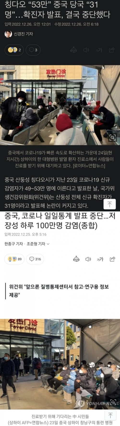 중국 코로나 확진자 근황