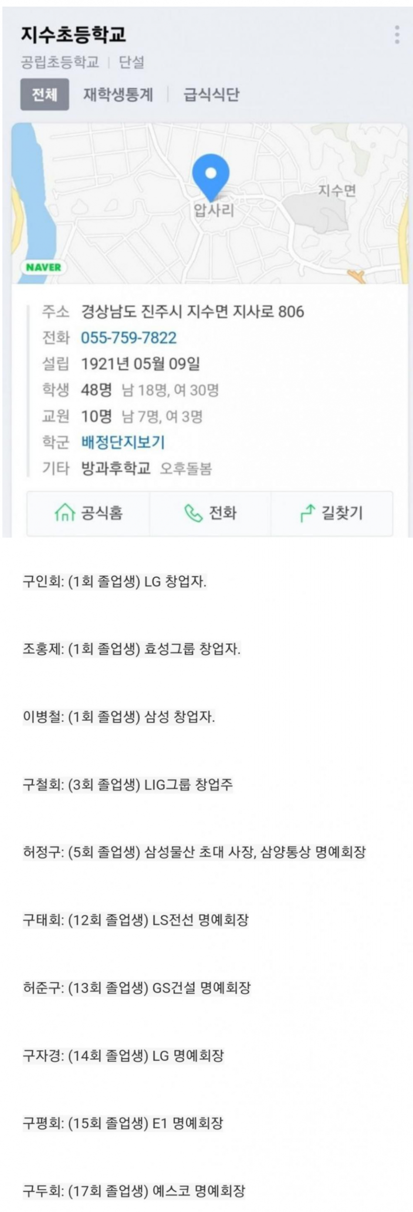 어느 초등학교의 졸업생 클라스