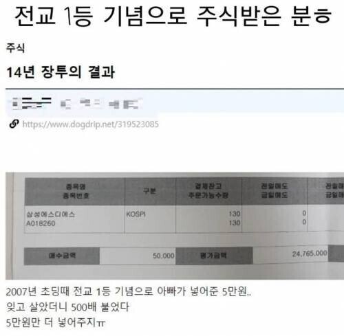 전교 1등해서 아빠가 선물로 사준 주