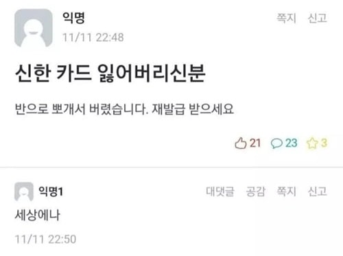 카드잃어버리신분