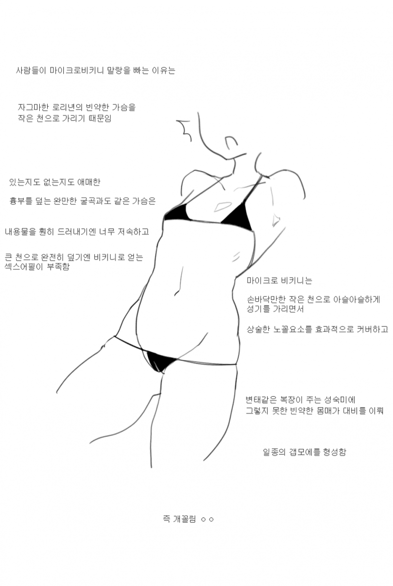 젖 면적이랑 비키니 면적은 비례해야한다