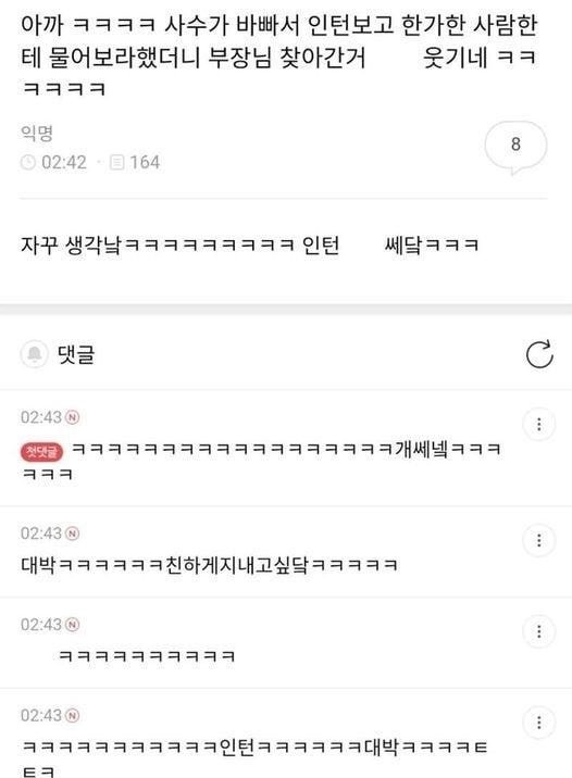 새로 입사한 인턴 개쎄다