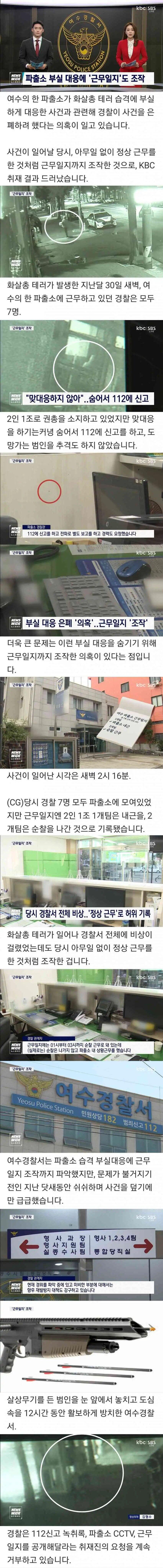 [단독]파출소 습격 부실 대응 은폐 '의혹'..근무일지도 조작