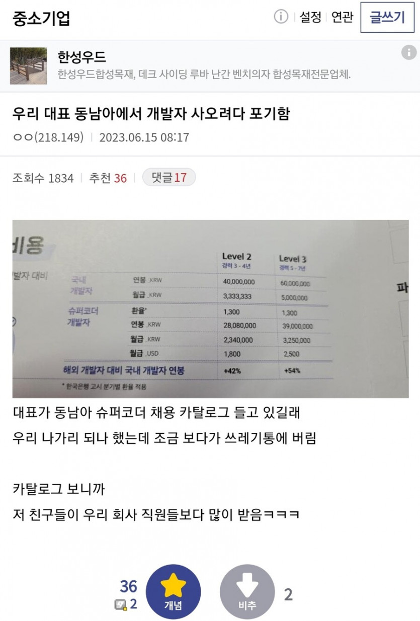 동남아 개발자 못 쓰는 이유