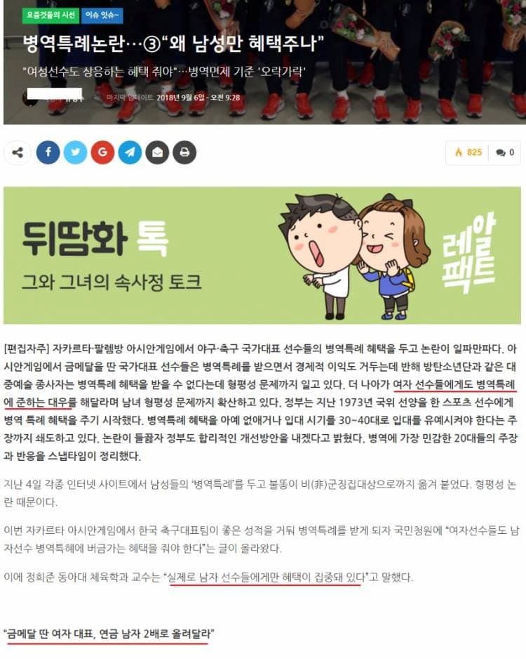 여자 국가대표가 받는 차별