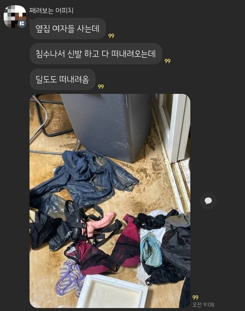 수해로 사생활이 노출된 여자들 ㄷㄷ