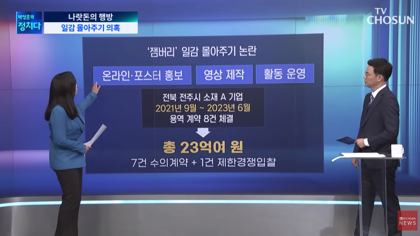 잼버리 직원3명업체 23억일감 몰아주기 논란