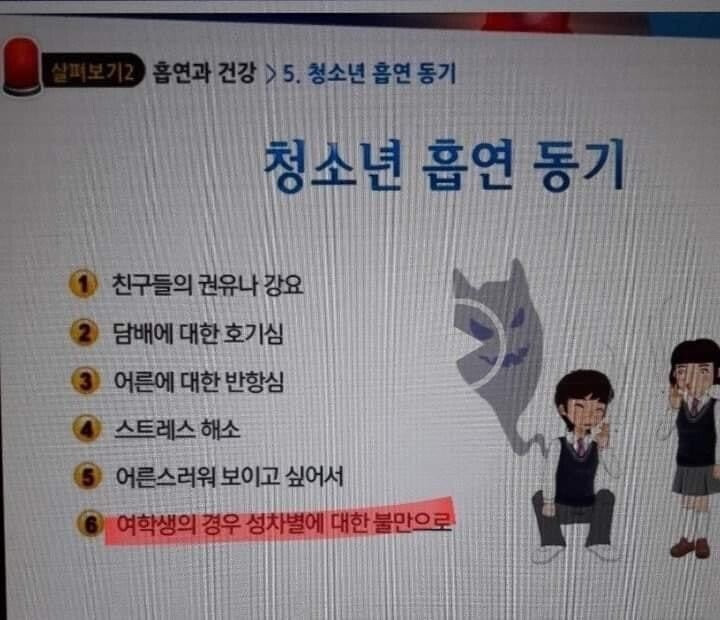 요즘 고등학교에서 배우는 흡연 동기