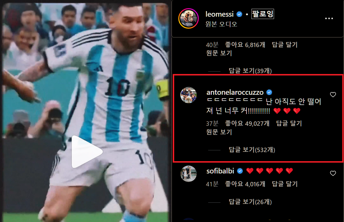 최근 메시 인스타 아내 댓글.jpg