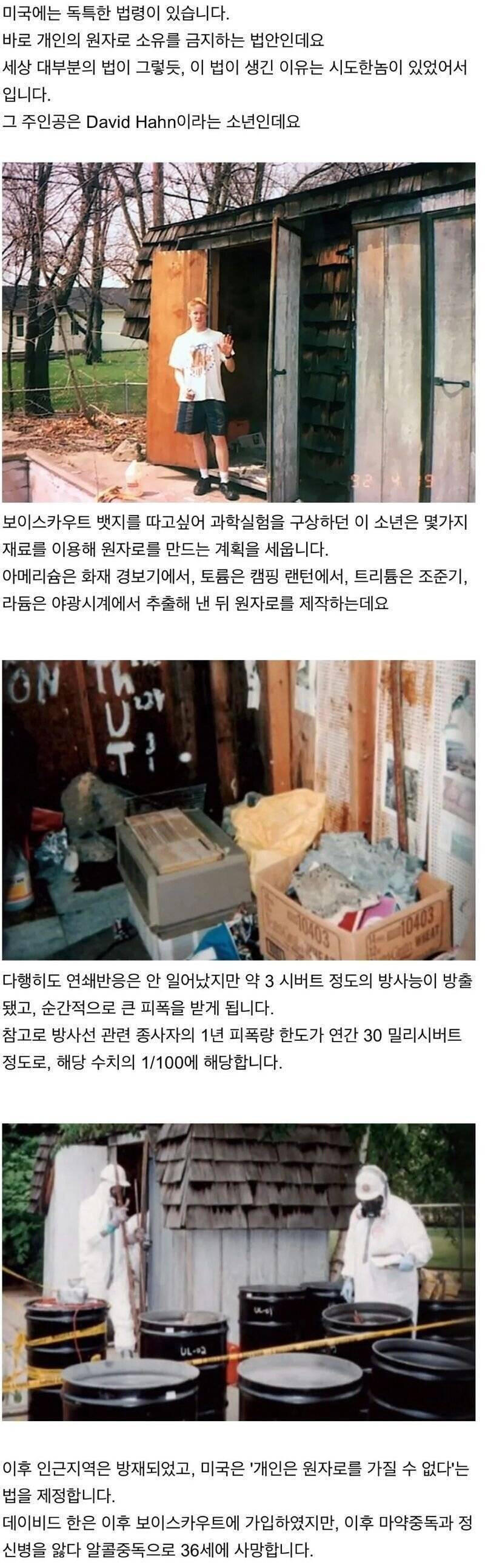 미국에서 개인의 원자로 제작을 금하는 이유