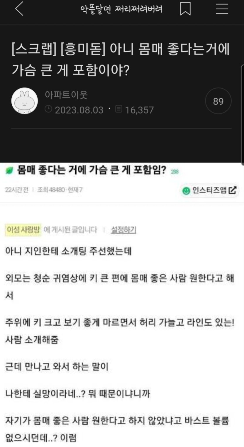 몸매 좋다는 거에 왜 가슴 큰 게 포함이냐는 여시들.jpg